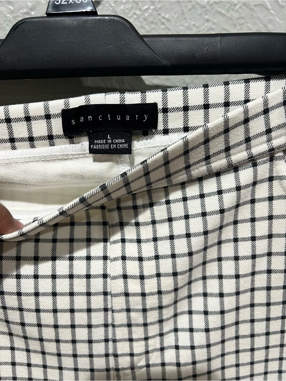 Sanctuary Black and White Windowpane Pants Size L EUC Pull On Pants Office